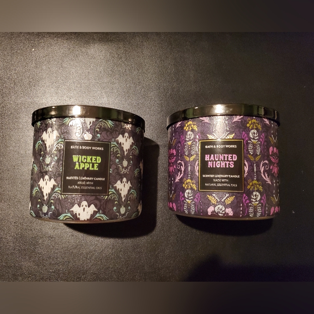 Bath & Body Works Wicked Apple and Haunted Nights 3 wick candles